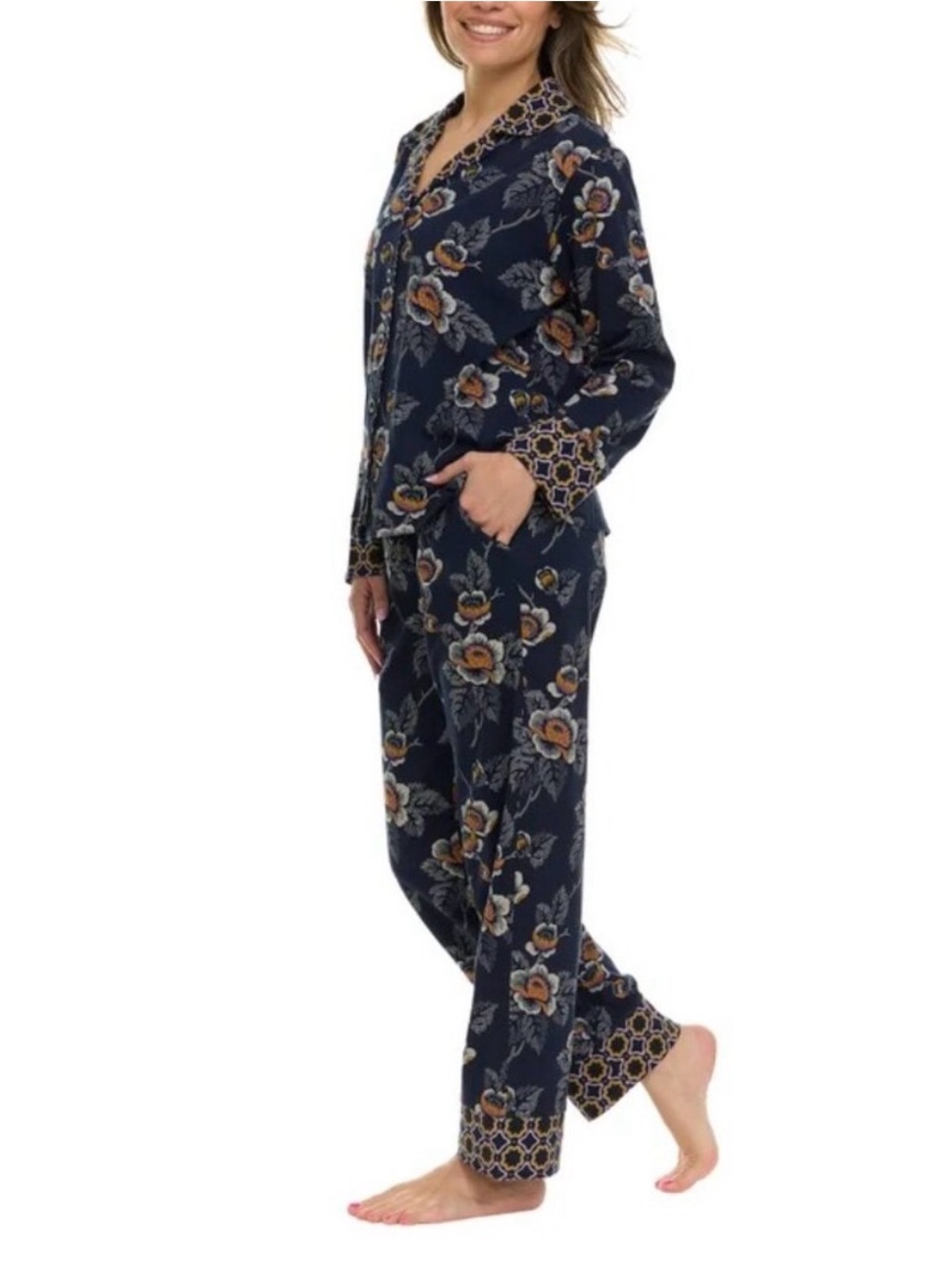 Vera Bradley Womens 2-Piece Pajama Set XXL 2XL Cotton Long Sleeve Paisley Blue - Picture 2 of 16